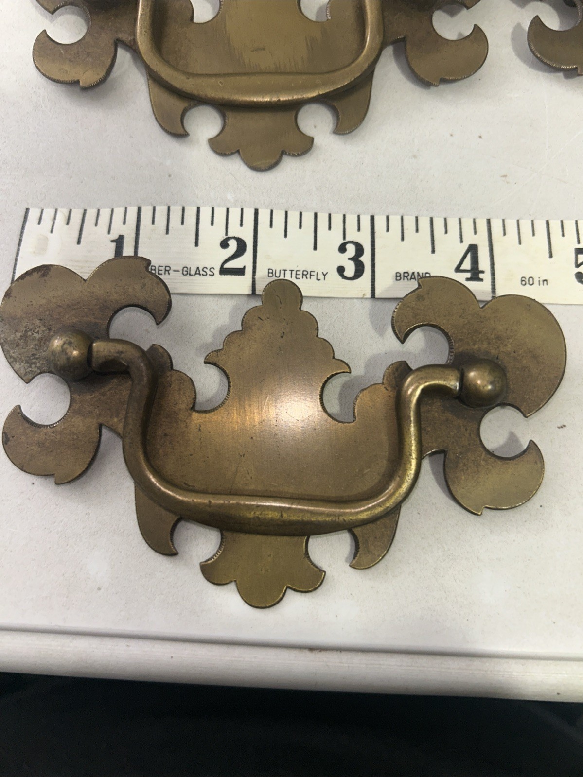 vintage brass drop bail drawer pulls antique Kool Design 4 1/4 Inch X 2 1/2 Each