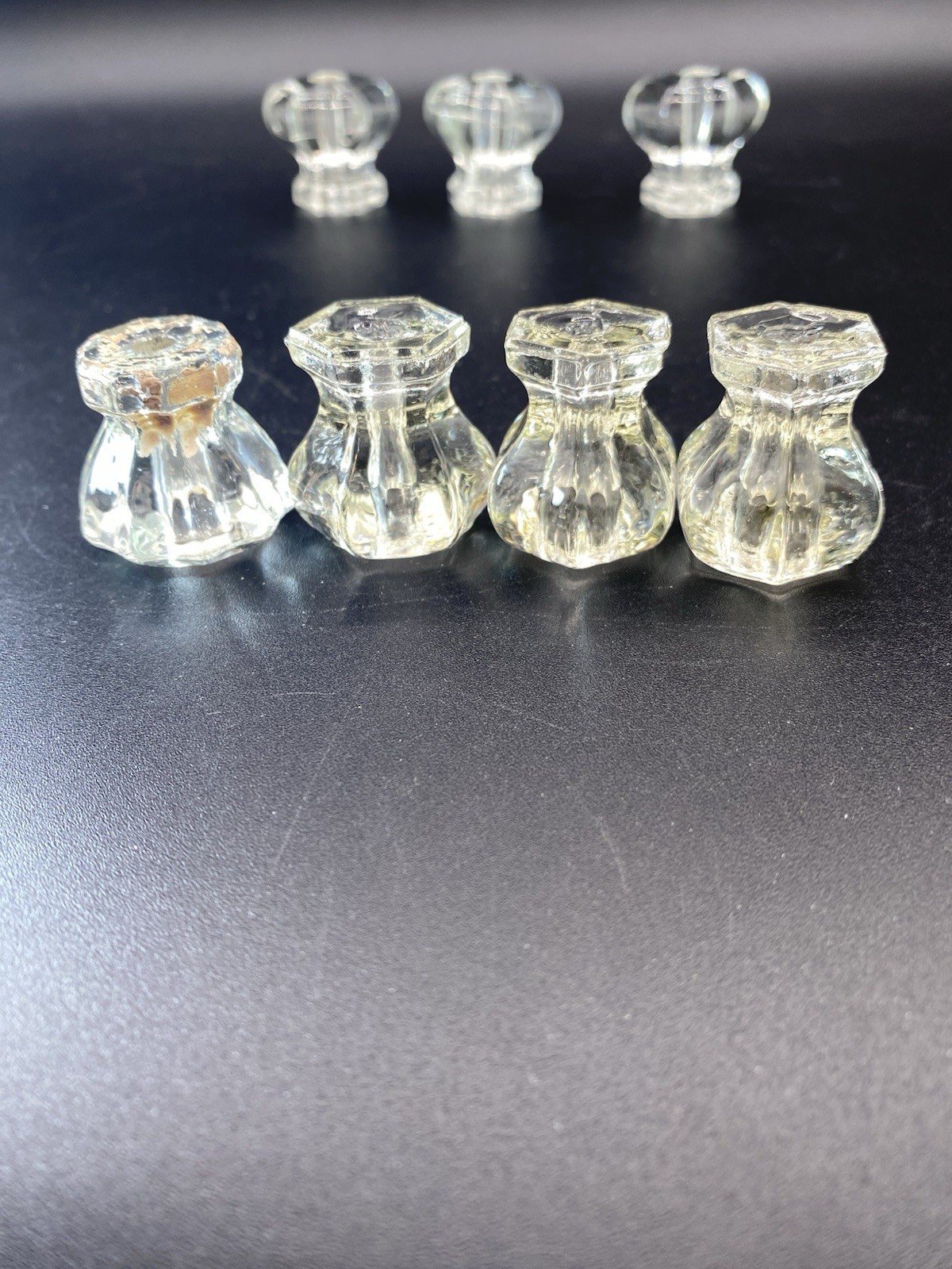 Vintage Clear Glass Drawer Pulls/Cabinet Knobs Set of 7 1 & 1.5”
