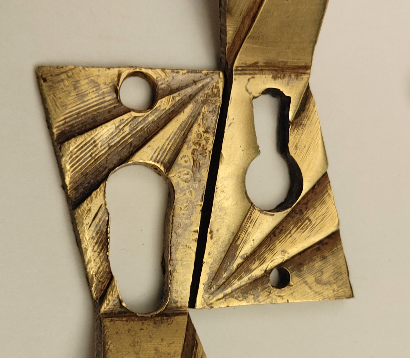 Antique Art Deco Brass Knob Drawer Pull Handle Pulls Knobs Handles Geometric