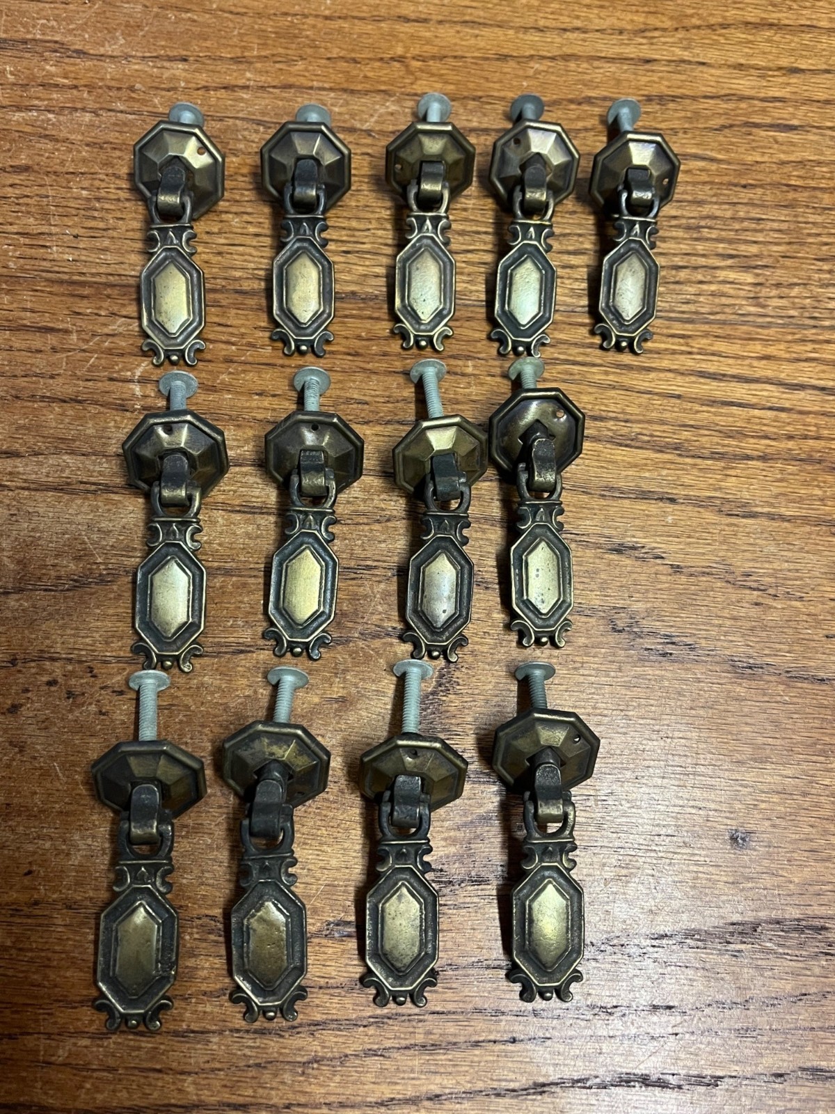 13 Vintage Art Deco Waterfall Dresser Drawer Pulls Brass Furniture Hardware