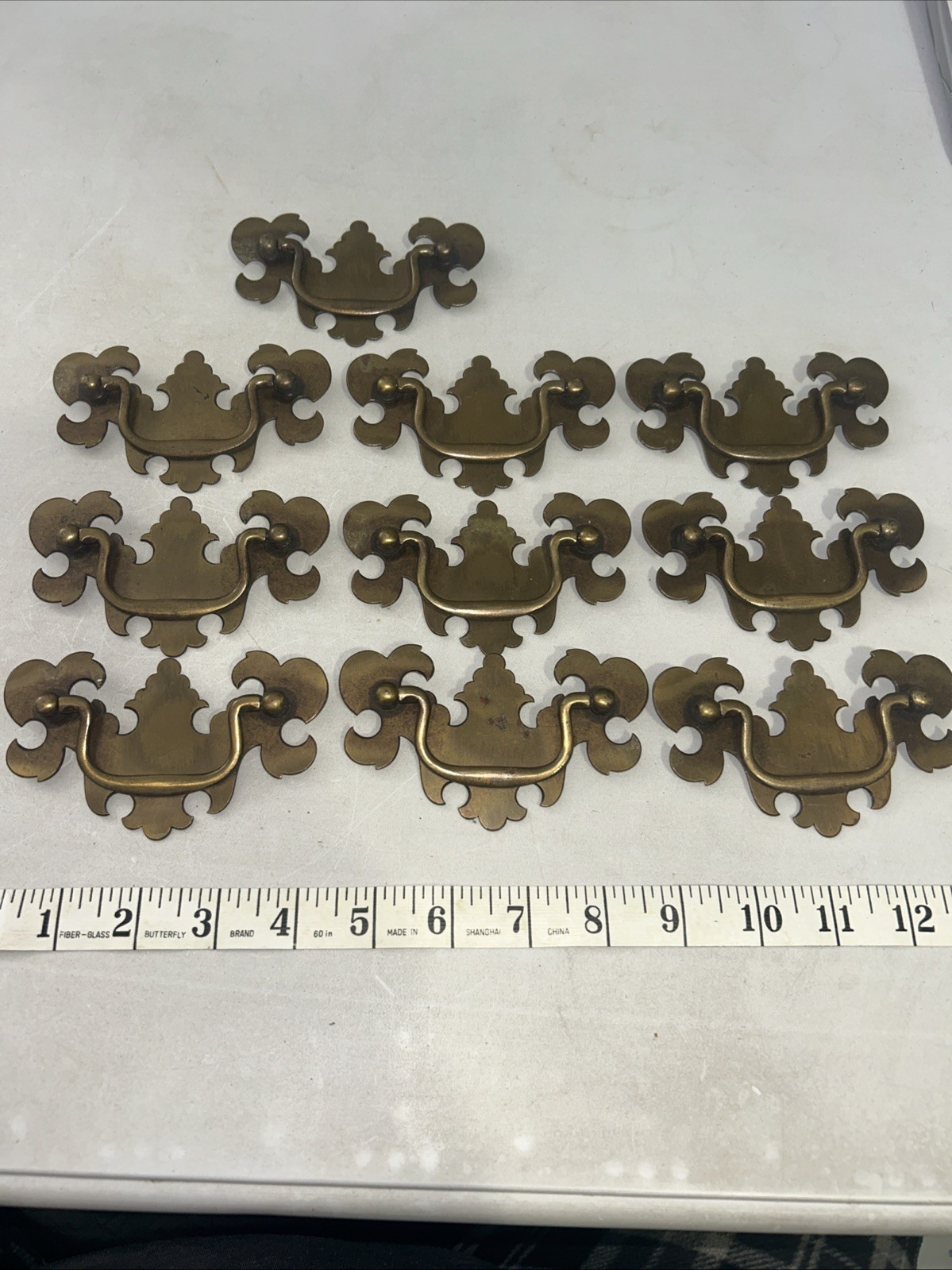 vintage brass drop bail drawer pulls antique Kool Design 4 1/4 Inch X 2 1/2 Each