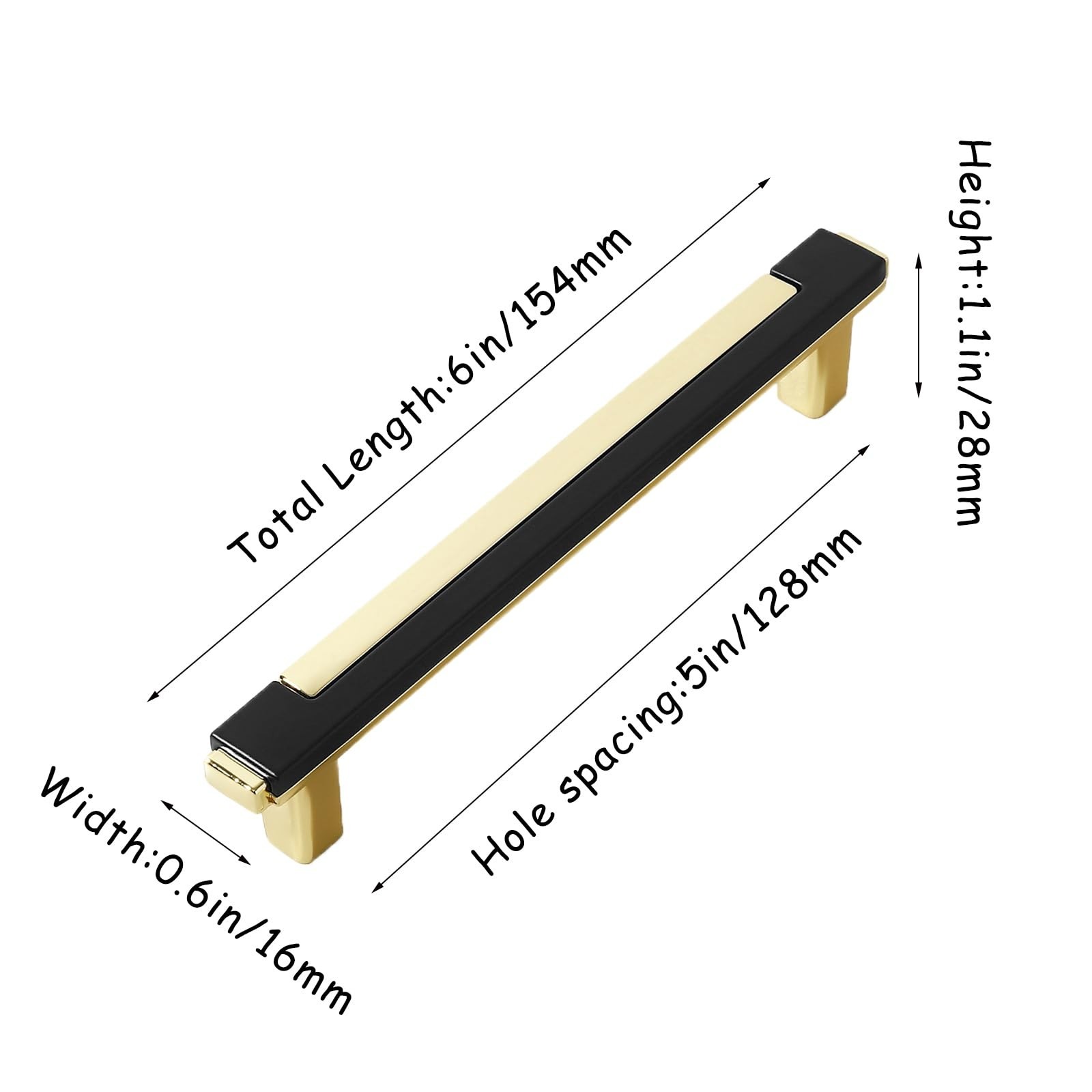 10 Pack Black Gold Cabinet Pulls & Handles, 5 Inch Hole Center | Polished acc…