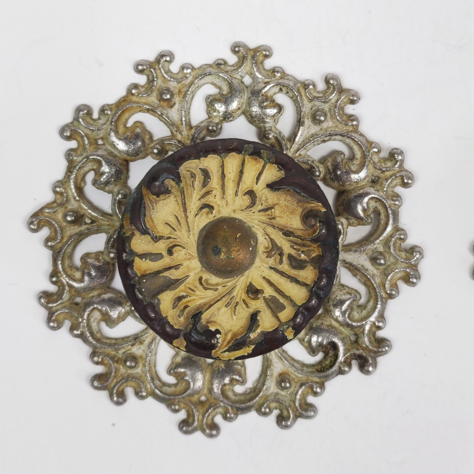 Vtg. Allison Drawer Pull Knob Ornate Backplate Escutcheon Ornate Japan Lot of 2