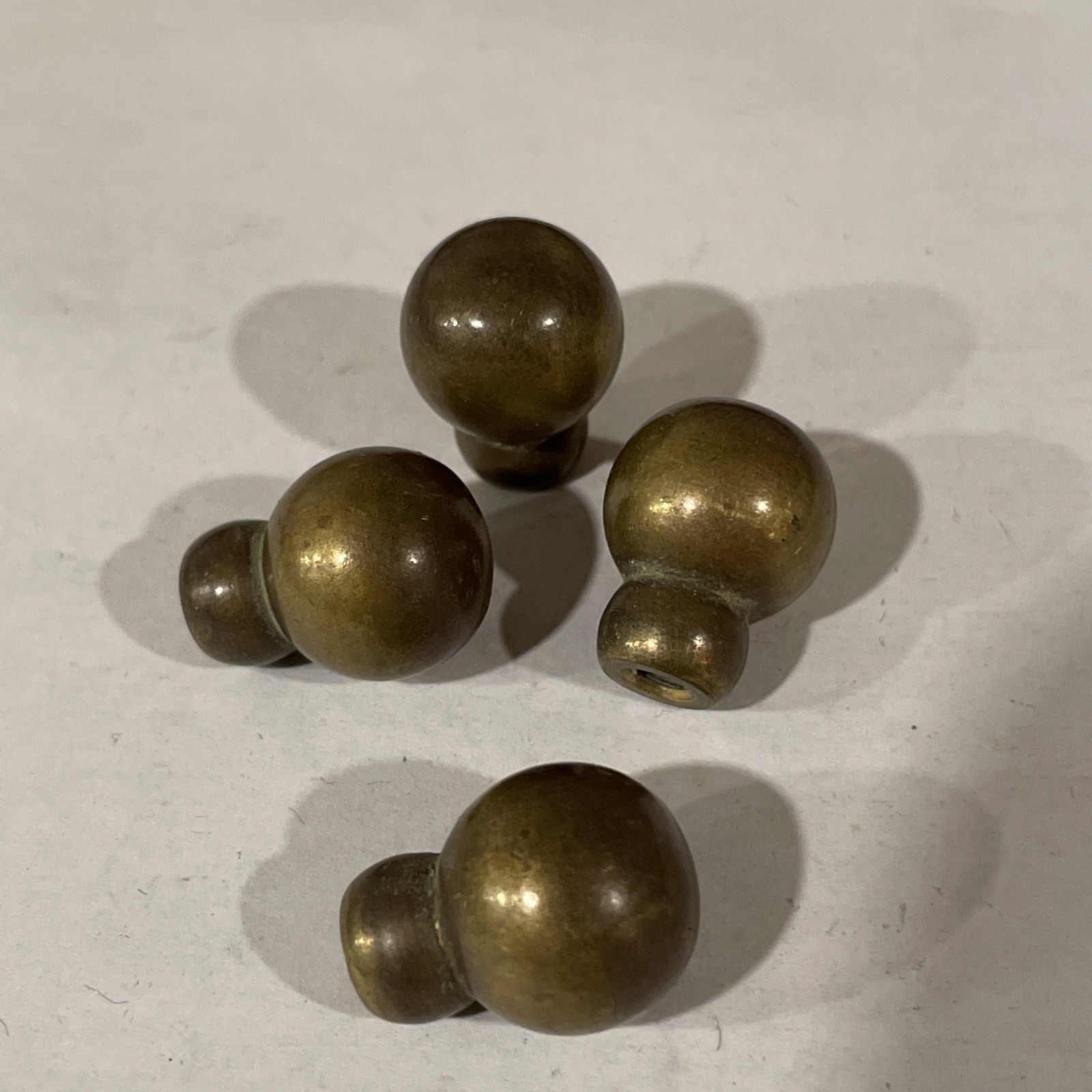 Vintage Solid Brass Small Drawer Knobs Pulls 1/2” Ball Shaped