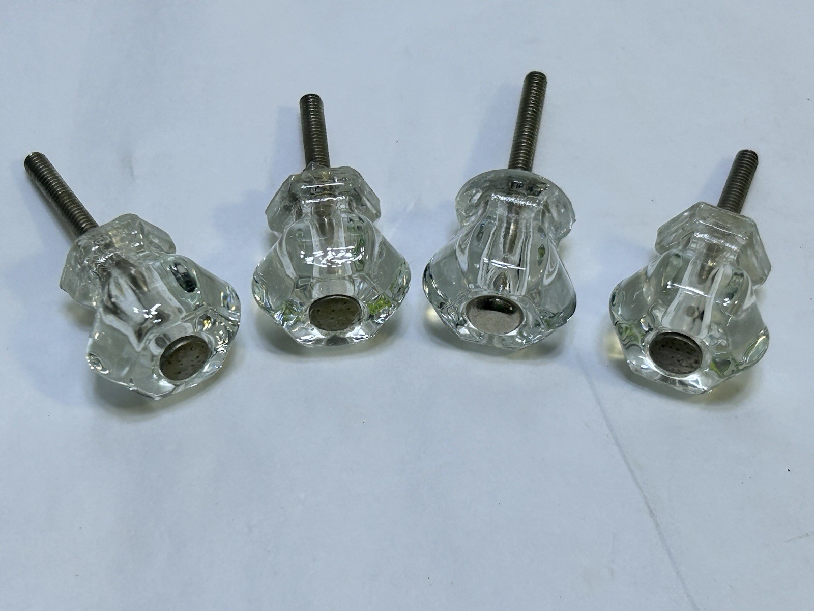 Vintage Hexagon 1 in. Clear Glass Drawer Cabinet Knobs Set Of 4