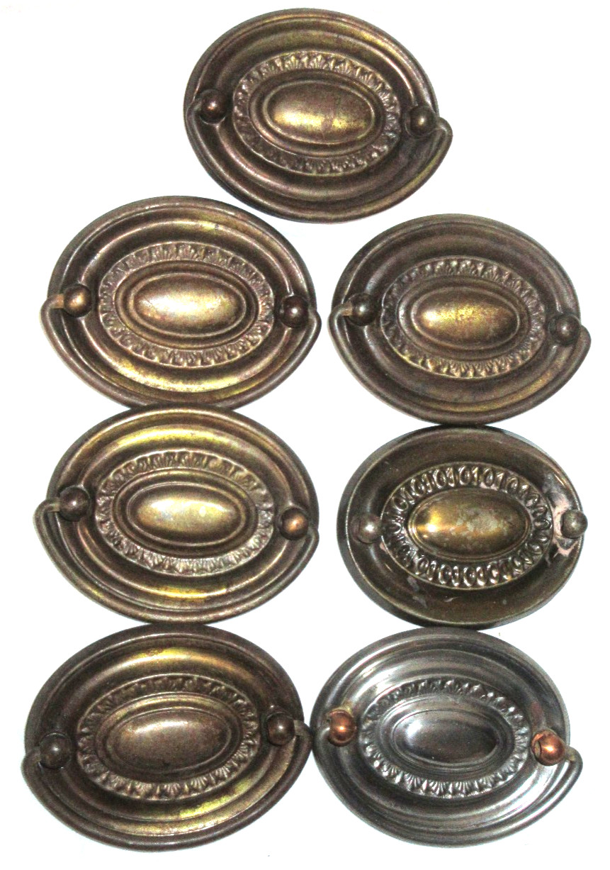 Antique Handles Furniture Drawer Pulls Handles Vintage Metal Hardware Set of 7