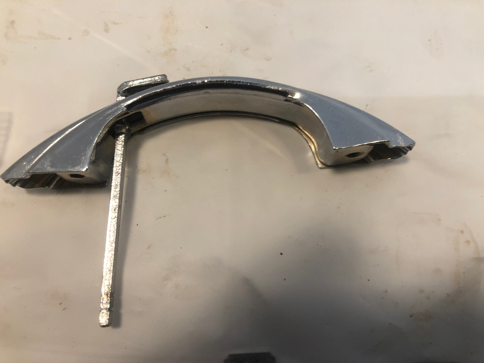 Vintage Chrome Cabinet Door Push Button Latch Pull Hardware Handle