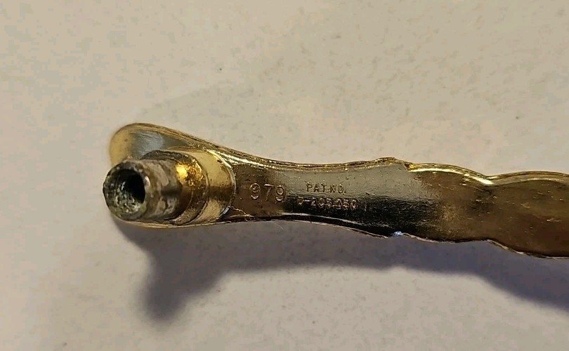 6 Vintage NOS Ajax Drawer Pulls Handles Scroll Cream Gold Ornate Hardware 979