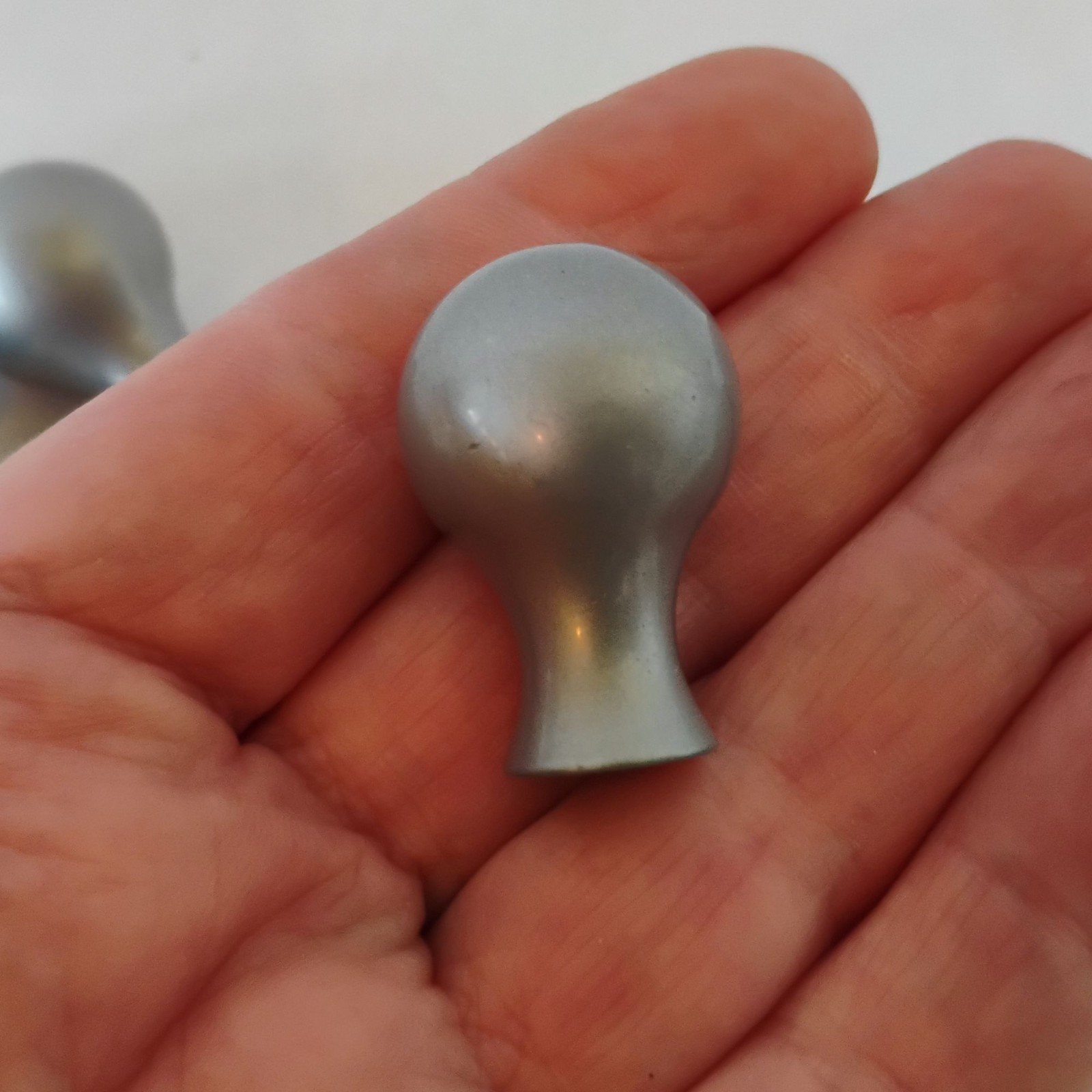Set of 4 Vintage Pewter Ball Knobs 0.75″ Round Drawer Pulls Cabinet Hardware