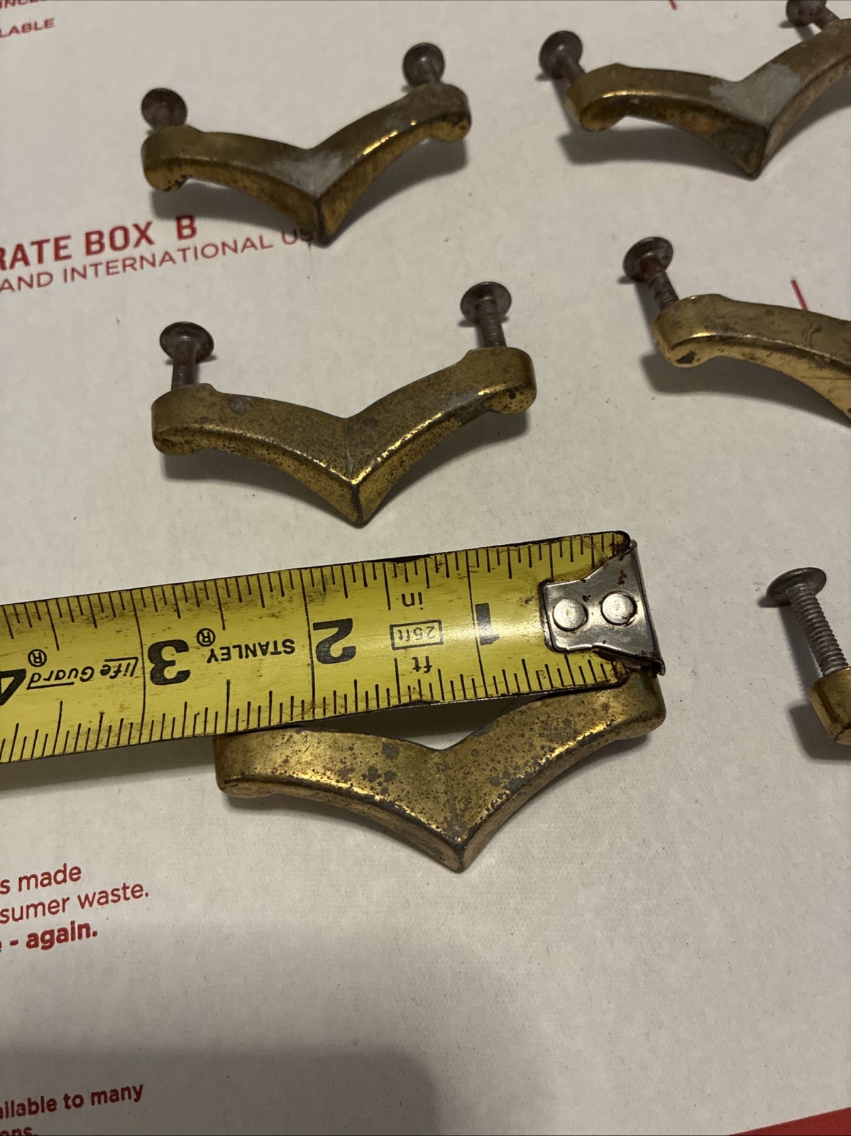 Mid Century Chevron Drawer Pulls • Lot of 9pcs Vintage 50s Boomerang Pulls