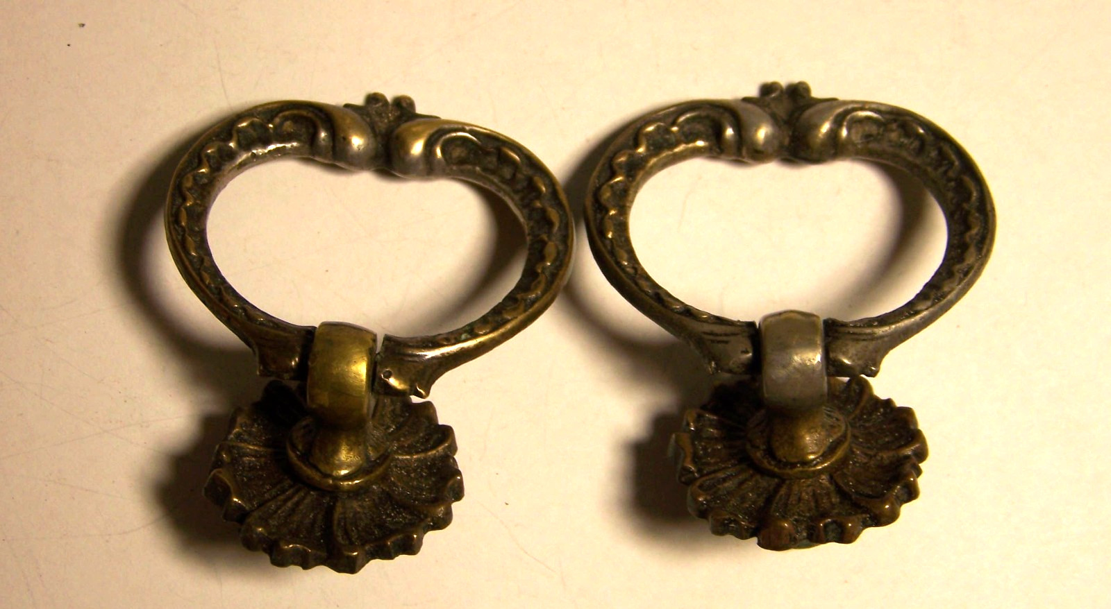 2 Drop Ring Pulls, Brass, Ornate, Vintage/Antique, Architectural Salvage