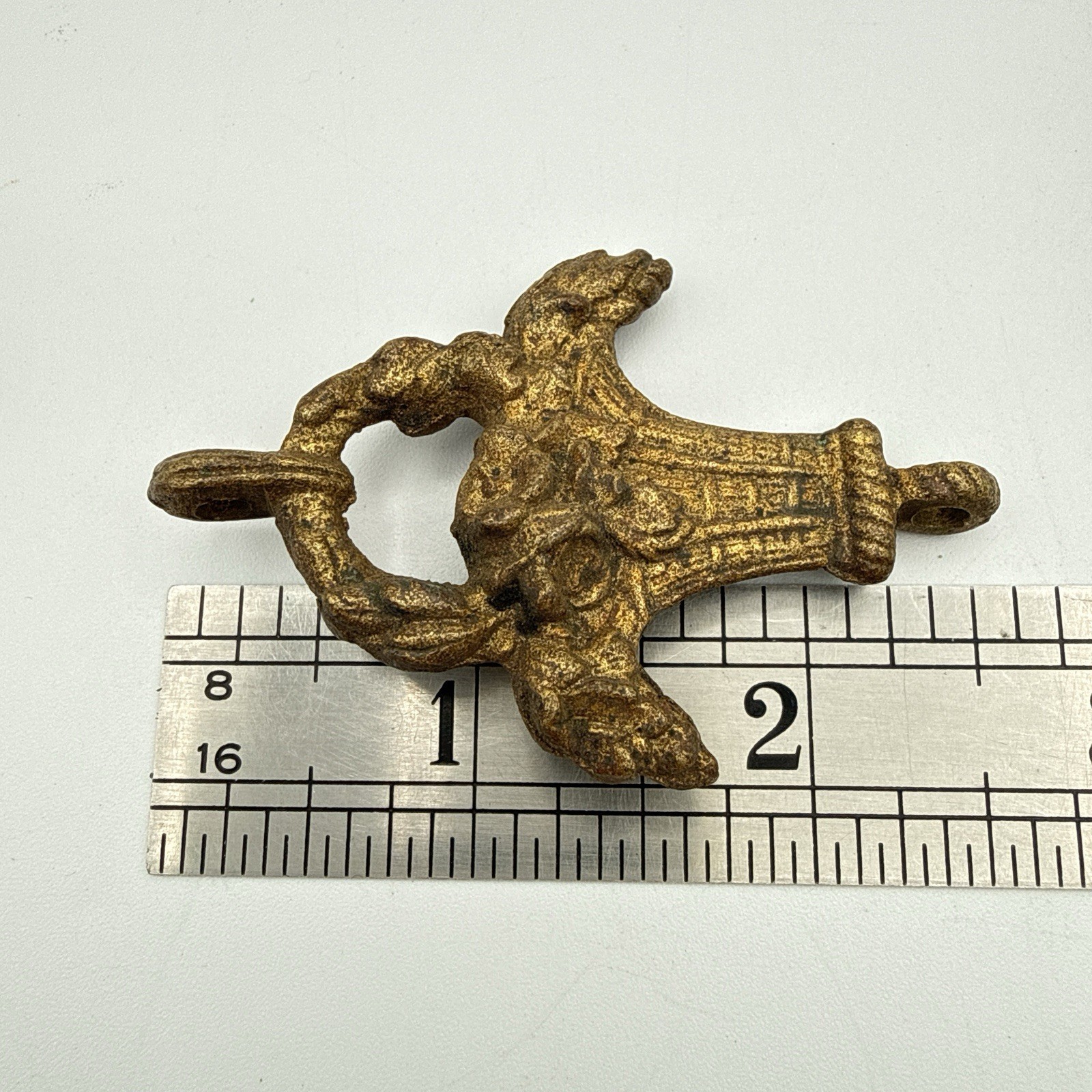 18c French Brass Ormolu Link Drawer Pull Curtain Hooks Flower Basket Metal 20Pc