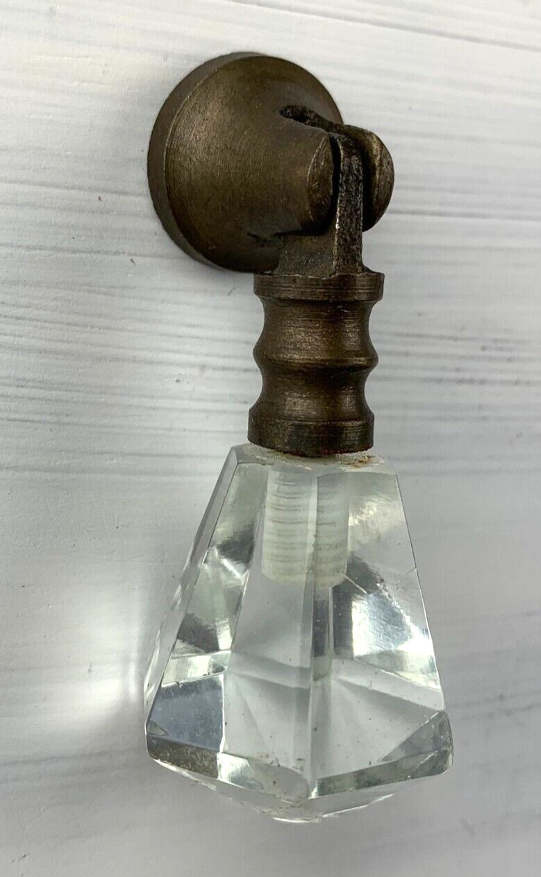 Vintage-Brass Teardrop Glass Drawer Pull Handle Furniture Cabinet Knob Hardware