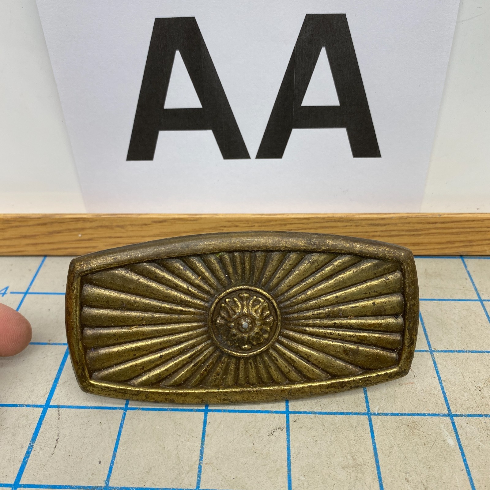 x1 Vintage Drawer Handles Center Floral And Surrounding Sunburst Design Art Deco