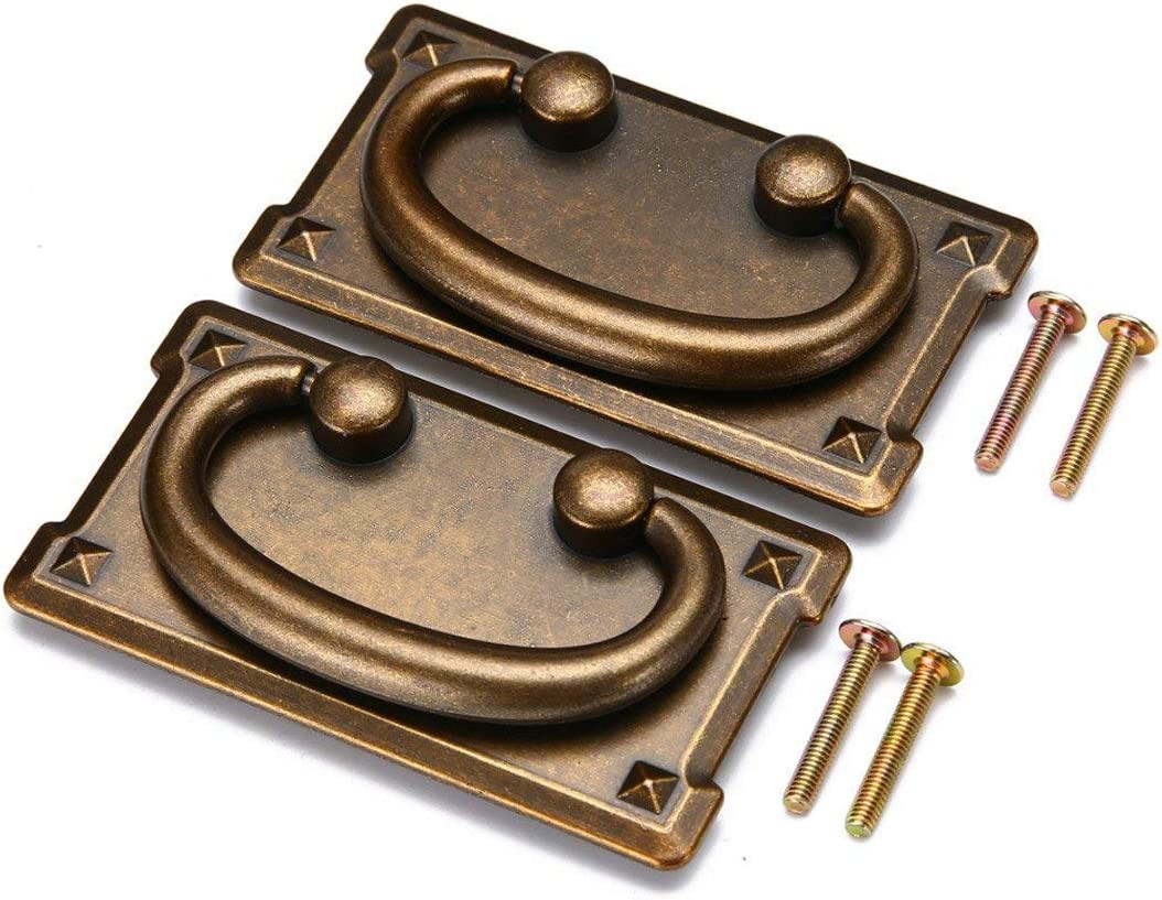 2Pcs Antique Bronze Ring Pull Handles Knobs Hardware for Dresser Cabinet Yellow