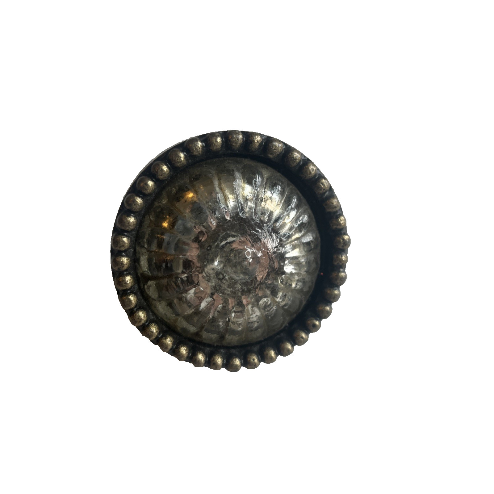 Brass Glass Drawer Pull Antiqued Knob Large 2 Inch Heavy Furniture Single Screw