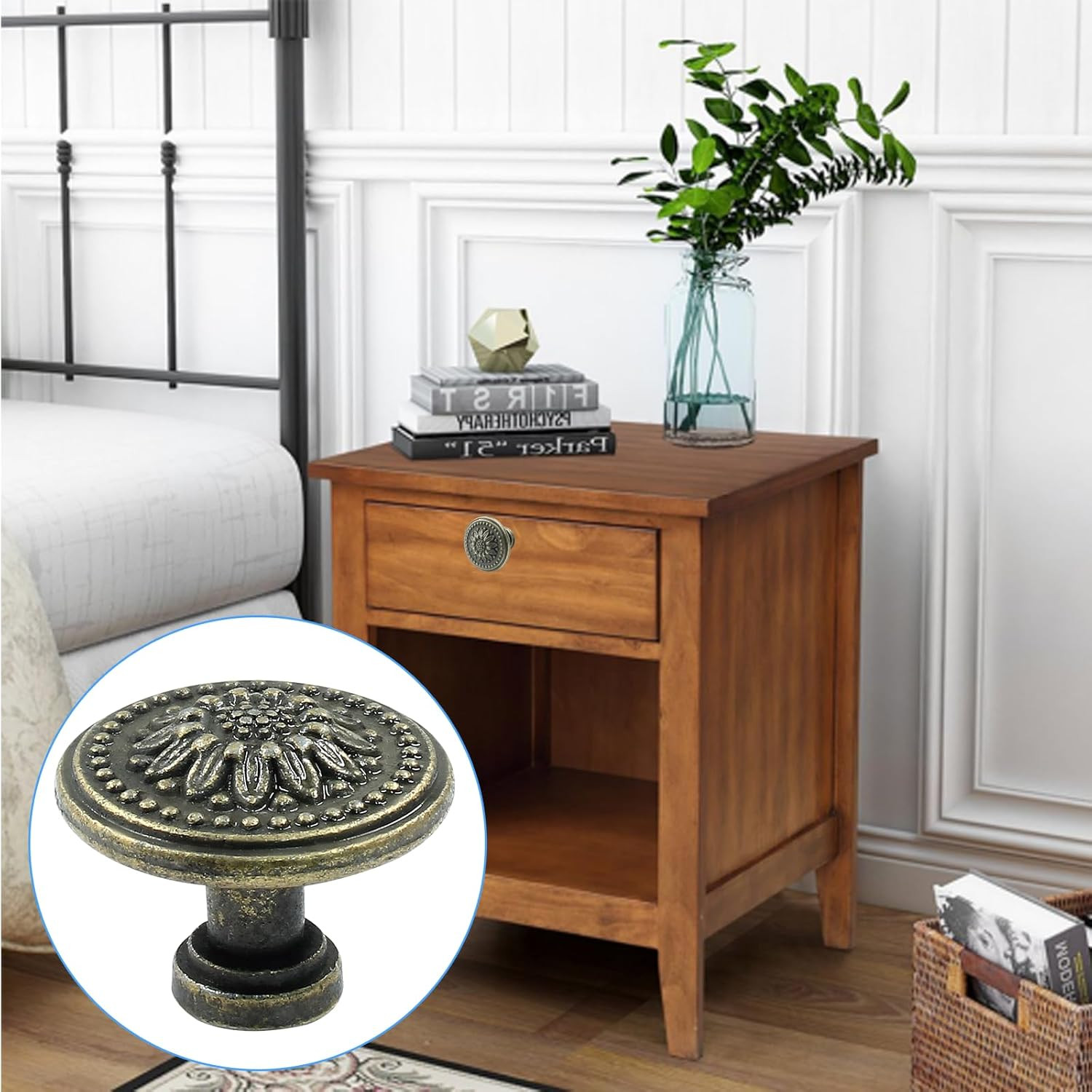4 Pcs Antique Bronze Cabinet knobs, Mid Century Dresser Knobs Vintage Drawer Kno