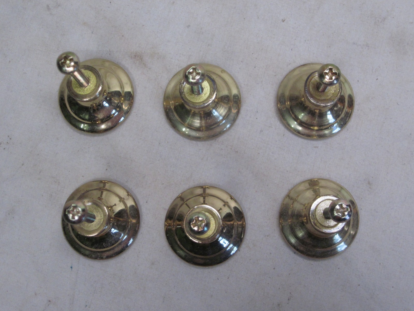 6 vintage solid brass round pull knobs knob handles handle cabinet drawer pulls