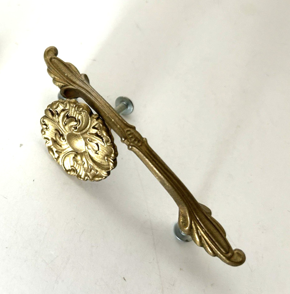 Lot F Vintage Ajax Drawer Cabinet Handles Pulls 3 Knobs 2 Pulls Gold Tone