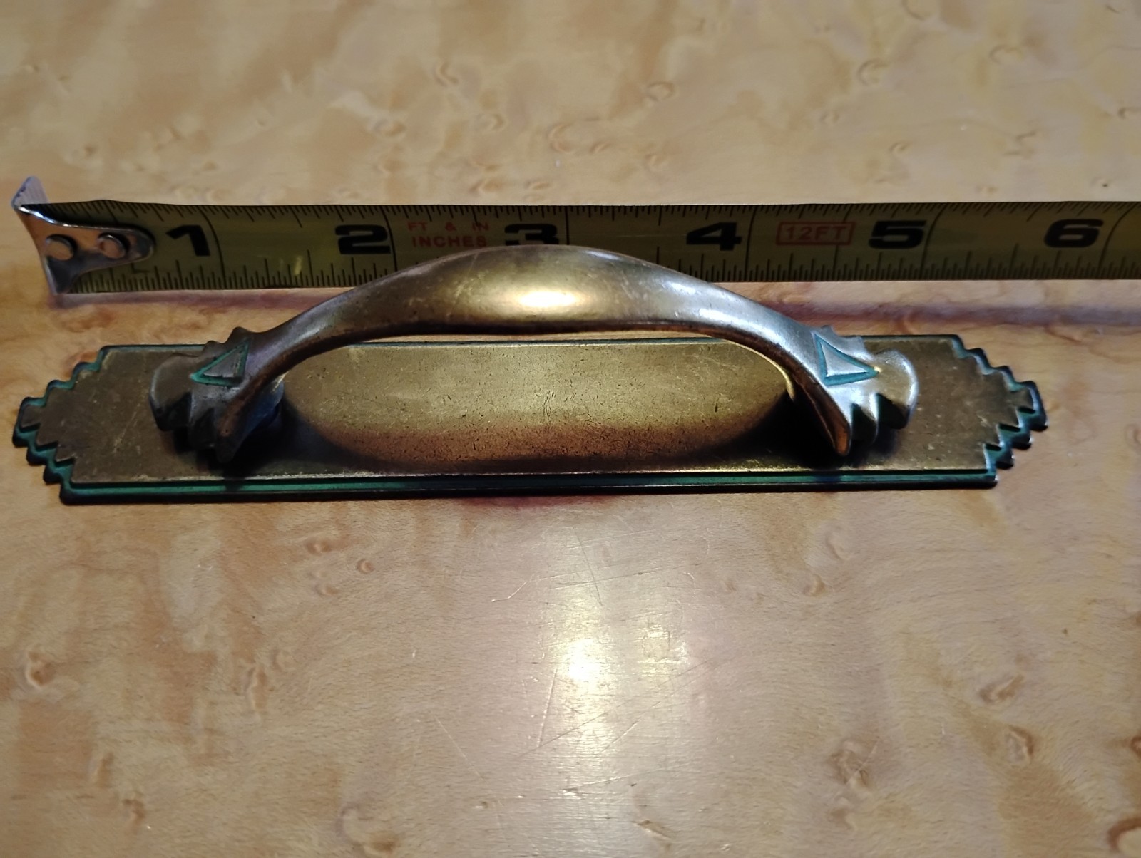 Vintage Art Deco Keeler Brass Co Green Dresser Drawer Pull Handle KBC