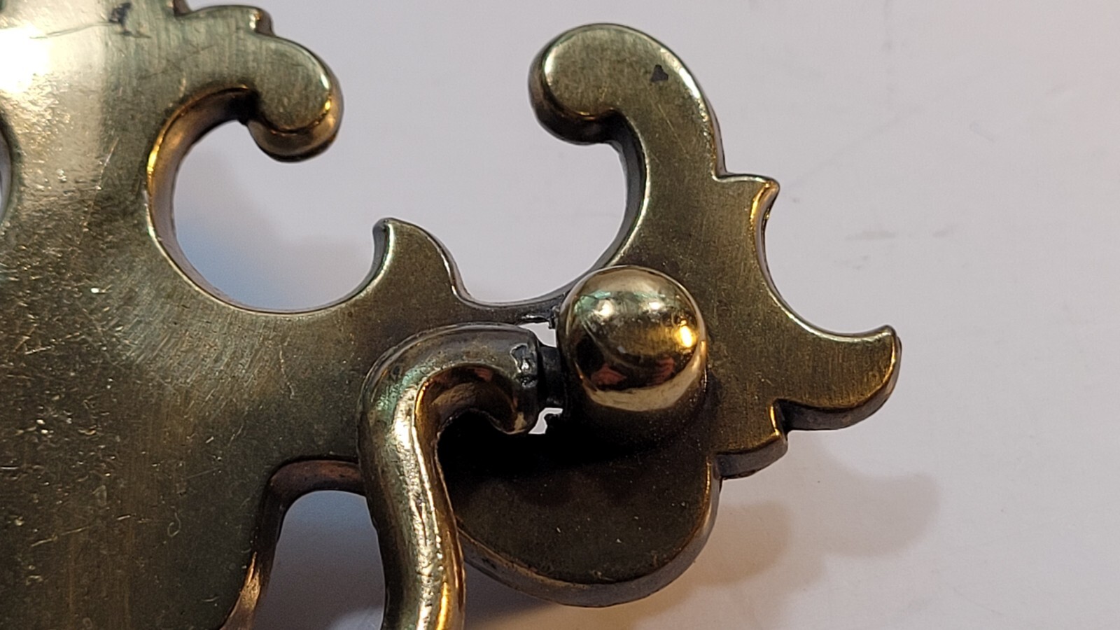 Vintage Brass Drop Bail Pull Handle Drawer w Bolts 2.5 inches between bolts