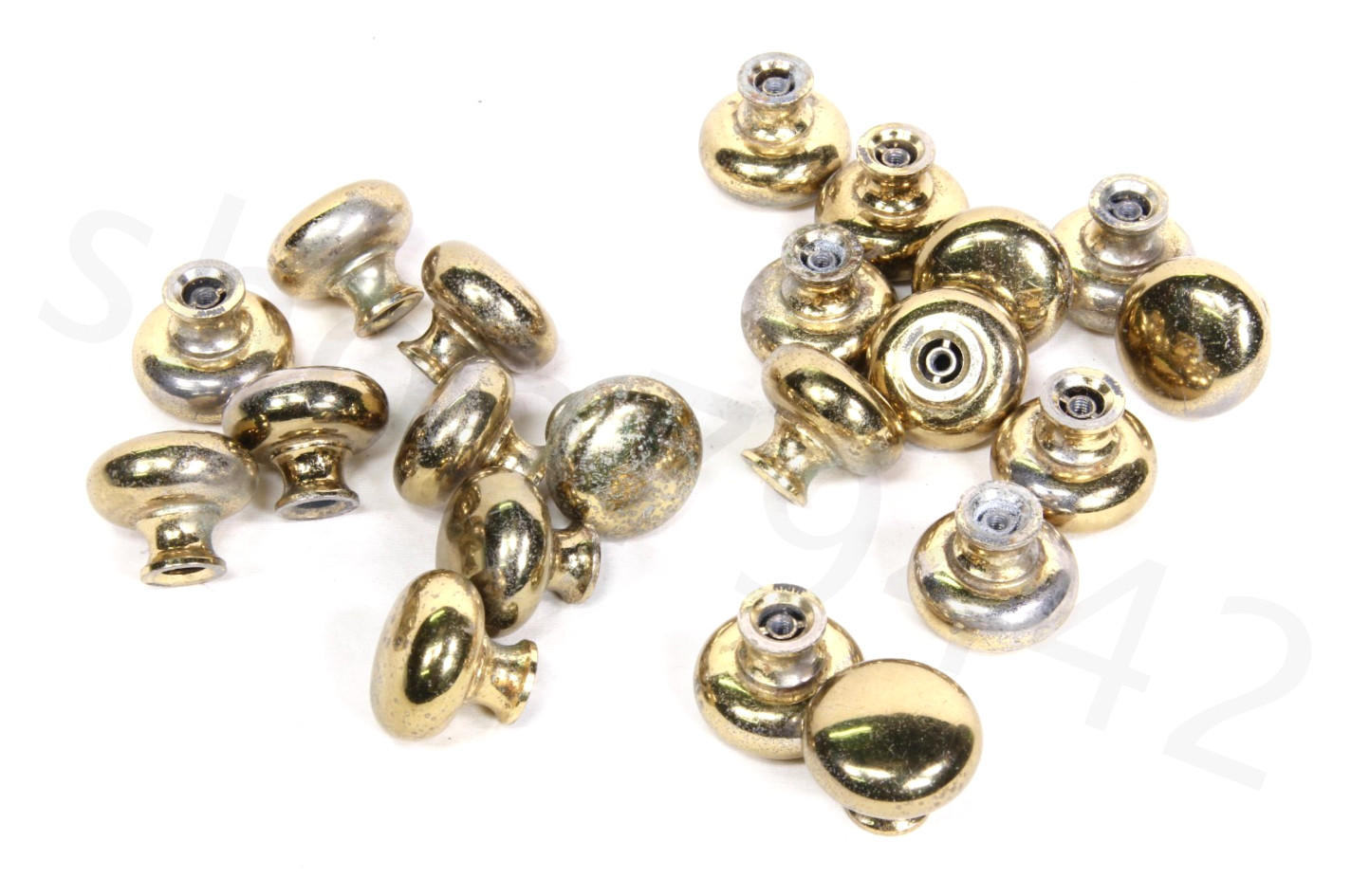 BRASS Knob Solid 1.3″ Round Vintage Cabinet Drawer Pulls Unrestored (LOT OF 21)