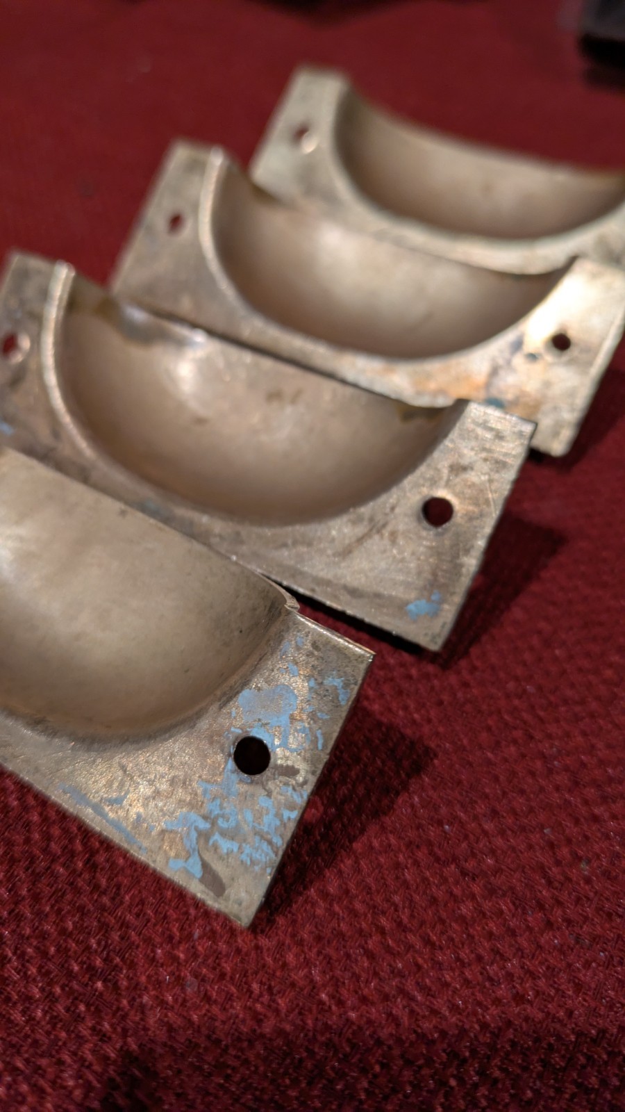 Set of 4 Vintage Rectangular Brass Bin Cup Drawer Pulls 3.25″ CTC Front Mount