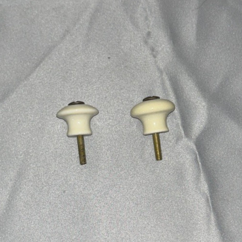 Porcelain Cabinet Knobs 1 Inch Diameter with Brass Screws