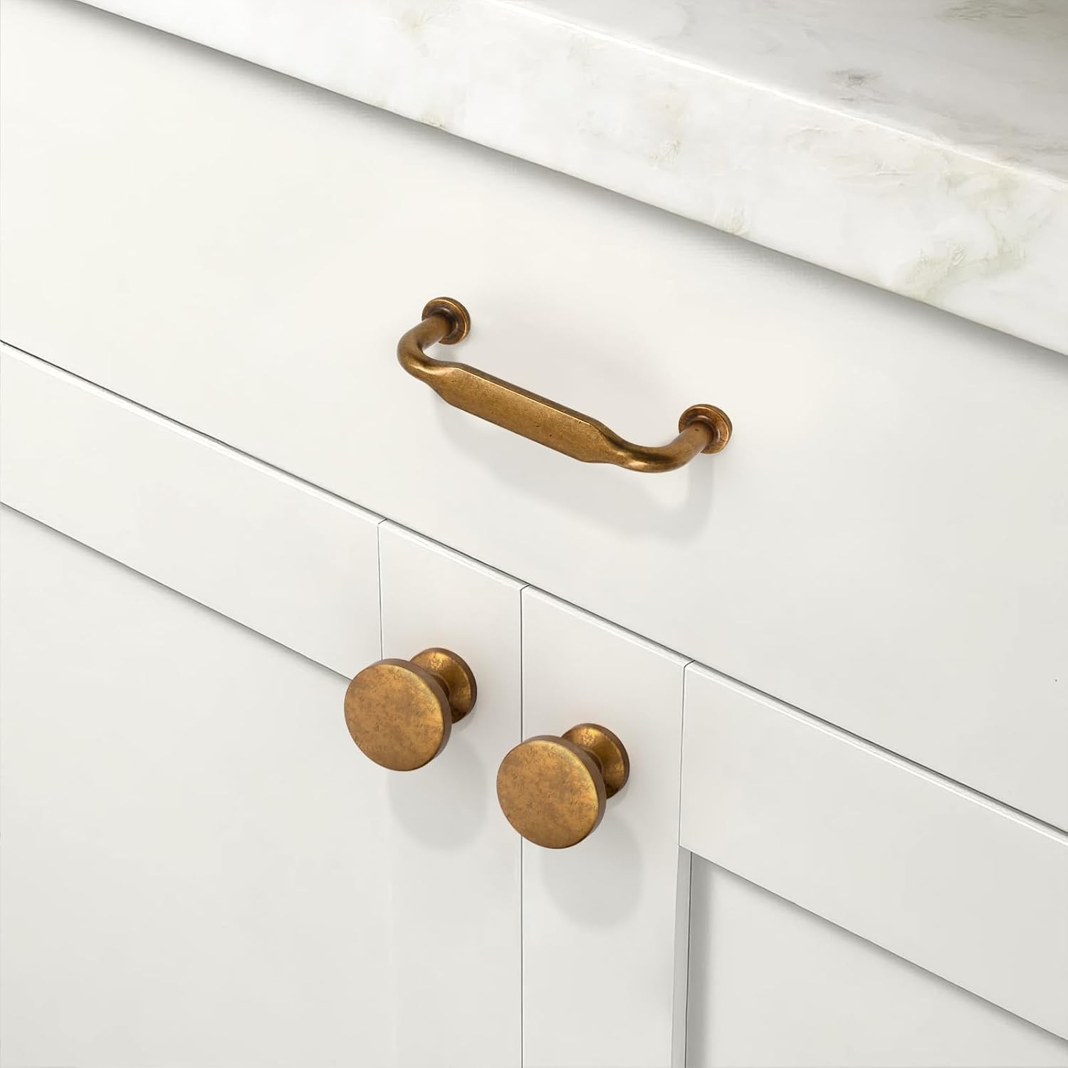 10pk Antique Brass Cabinet Pulls 3in Vintage Retro Drawer Hardware