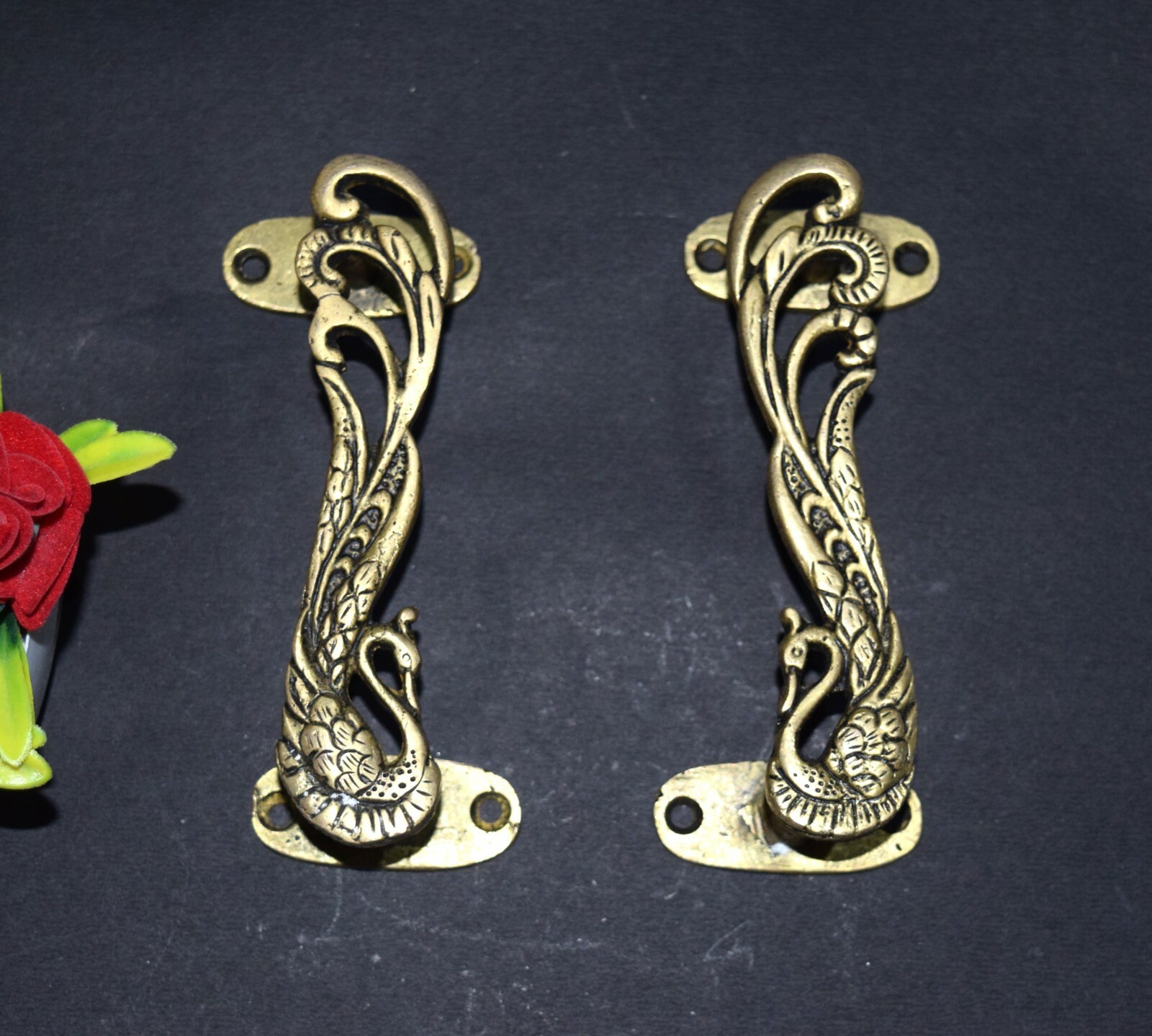 Peacock Design Handle Pair Brass Door Pull Bird Style Door Accessories GTX