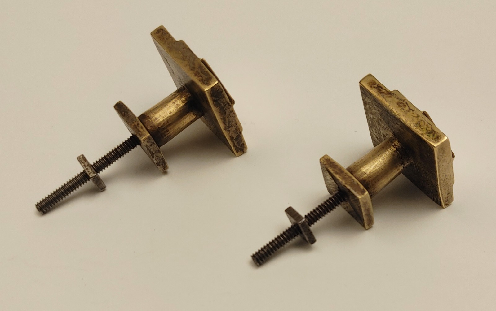 Antique Art Deco Brass Knob Drawer Pull Handle Pulls Knobs Handles Geometric