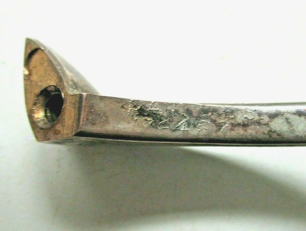 Winged 1940s MCM Drawer Pull Handle Shiny Shabby Copper 4″ Centers 1 Vtg MCM