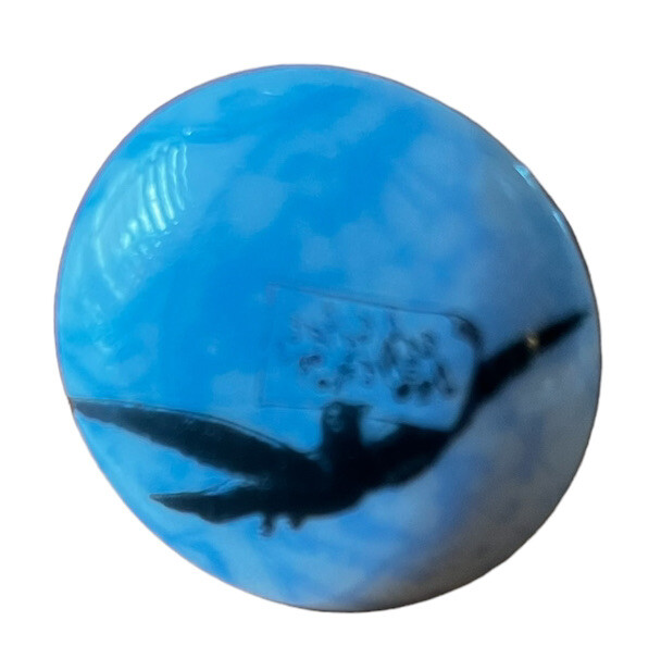 Porcelain Drawer/Cabinet Pulls: Vintage Bluish With A Black Raven & Music Notes