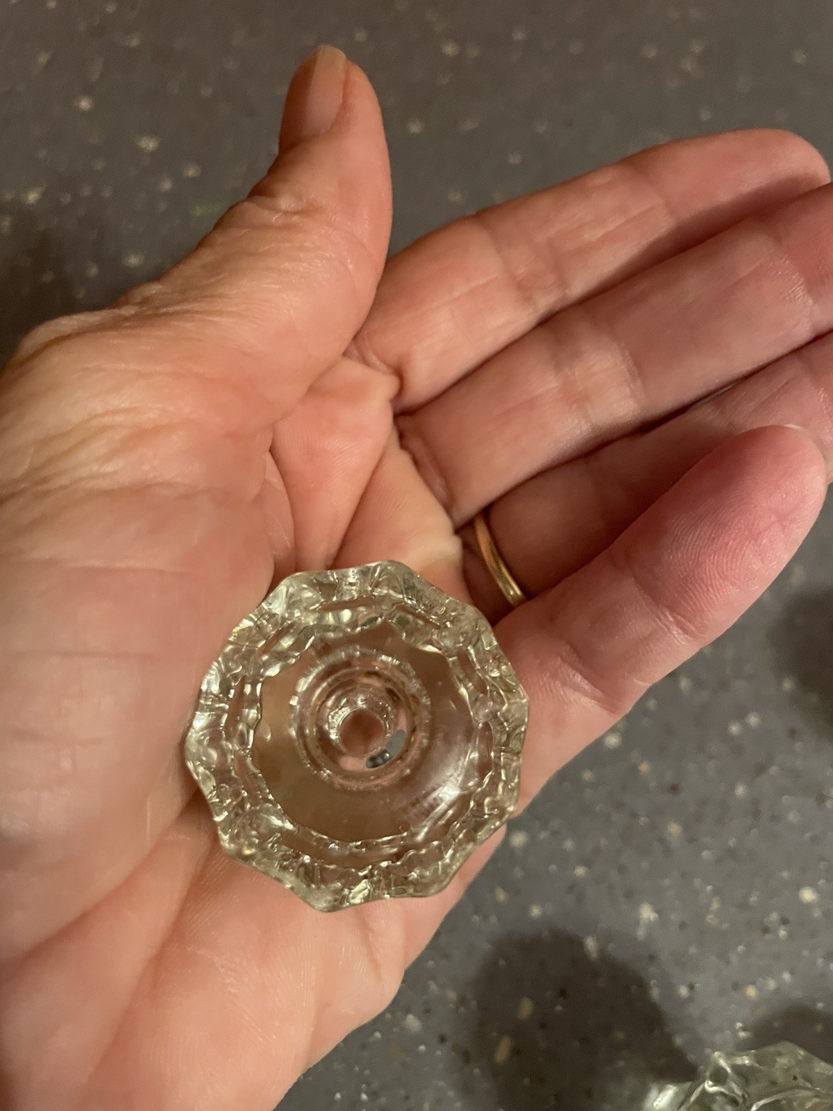 Set of 5 Vintage Depression Style Hexagon Clear Glass Drawer/ Cabinet Knob Pulls