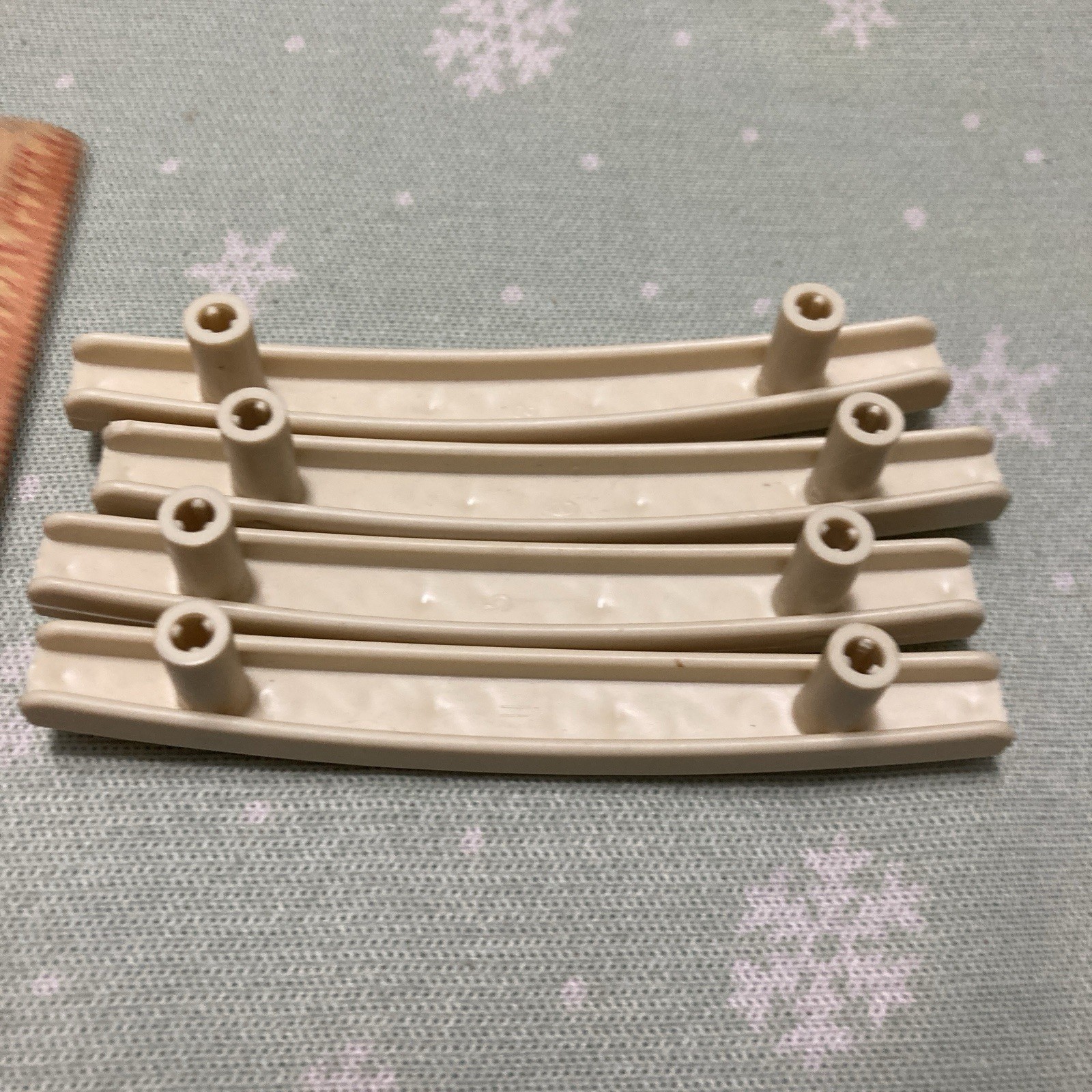 Beige Kitchen Cupboard Handles set of 4 Vtg Scrolled MCM Plastic Cabinet