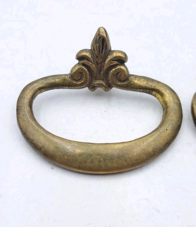 Antique Ring Drawer Pulls Door Dresser Cabinet Old Vintage Brass Hardware