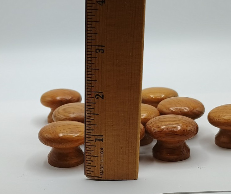 Lot Of 10 Vintage Mushroom Oak Wooden 1″ Knob Pulls Drawer Dresser Knobs