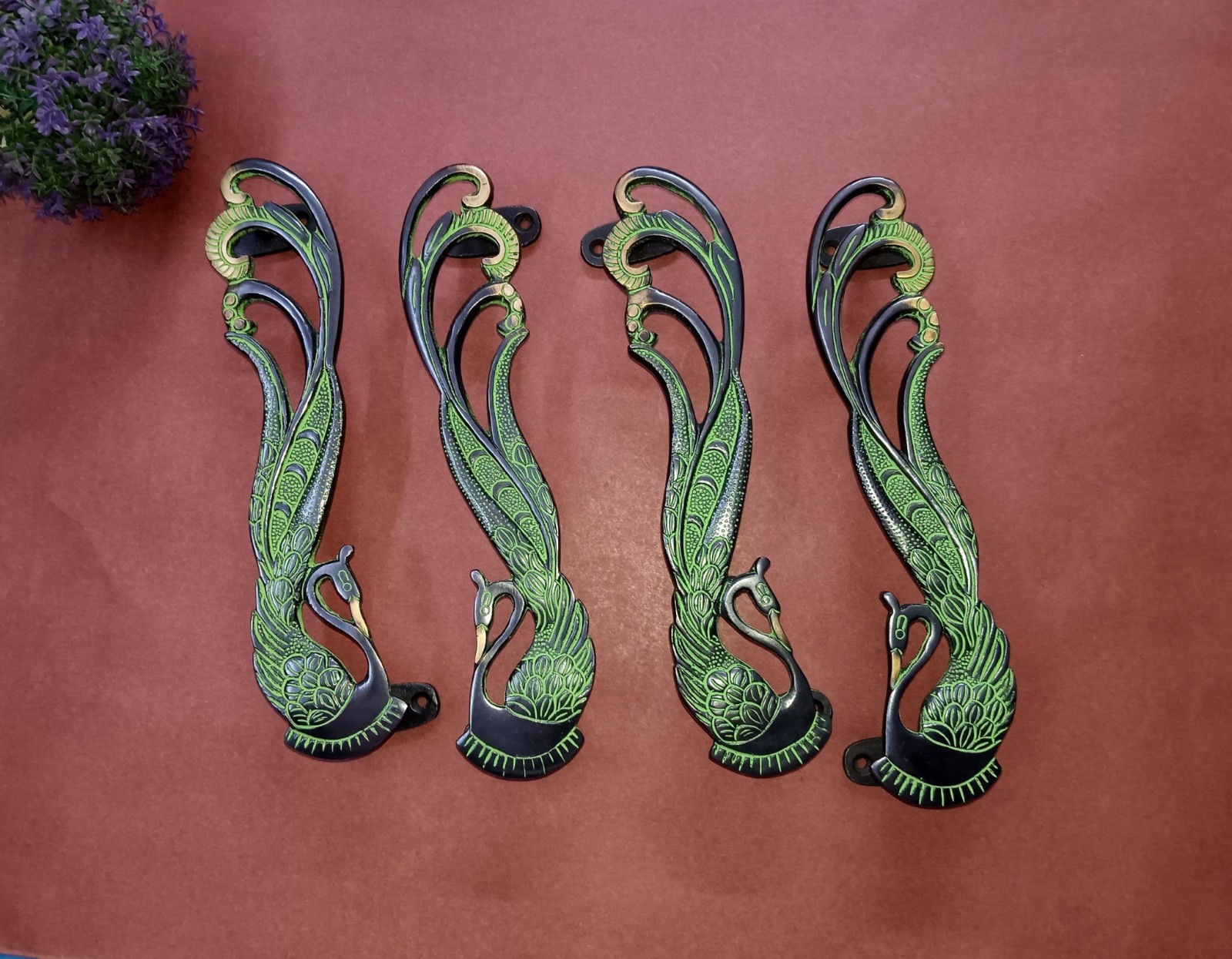 11″ Inches Peacock Door Handle Brass Office Door Puller 02 Sets (4 Pieces) GTX