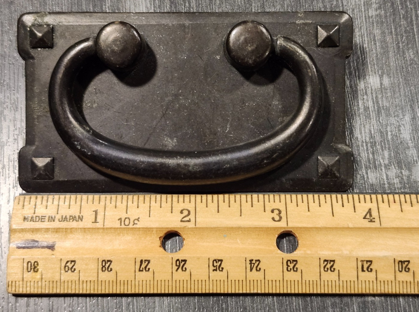 Vintage Black Metal Drop Bail Trunk Handles Drawer Pulls MJA014L 3.75×2 3″ Holes