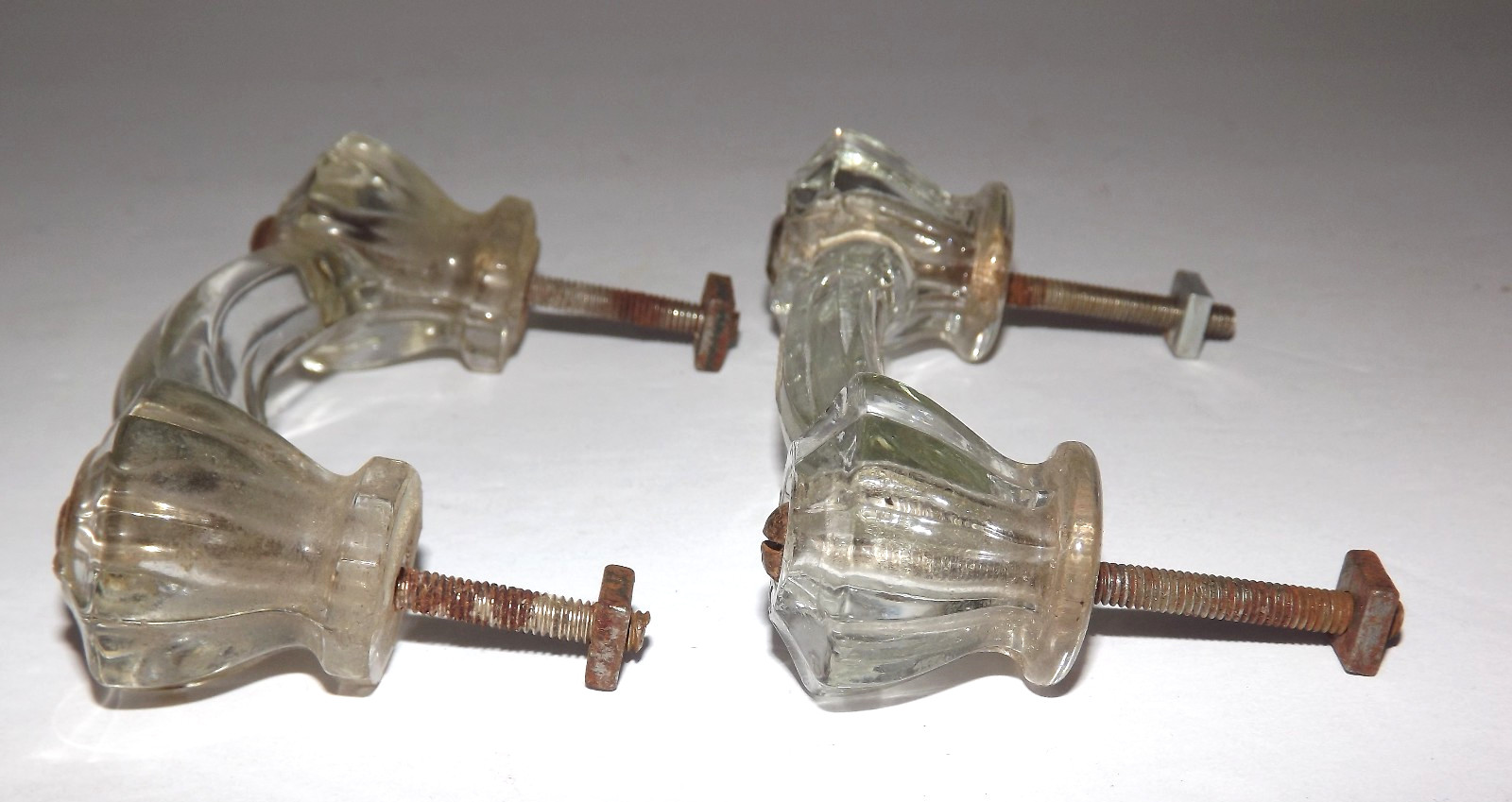 Vintage Lot Set Of 4 Glass Drawer Pulls