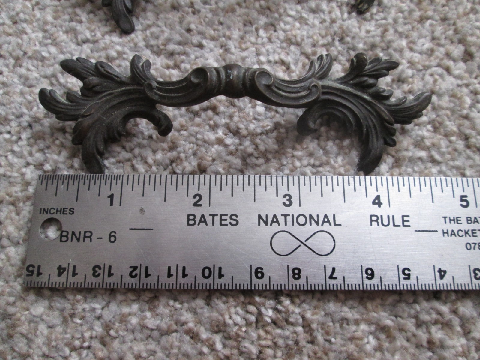 Vintage 4 brass French Provincial Drawer pull handles 2.5” C 4.5” long w/screws