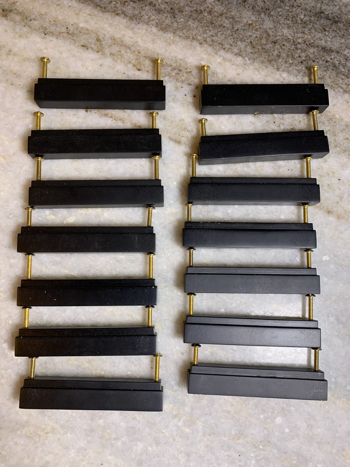 14 Heavy Duty Solid Brass Black Square Rectangle Rectangular Bar Knobs Pulls
