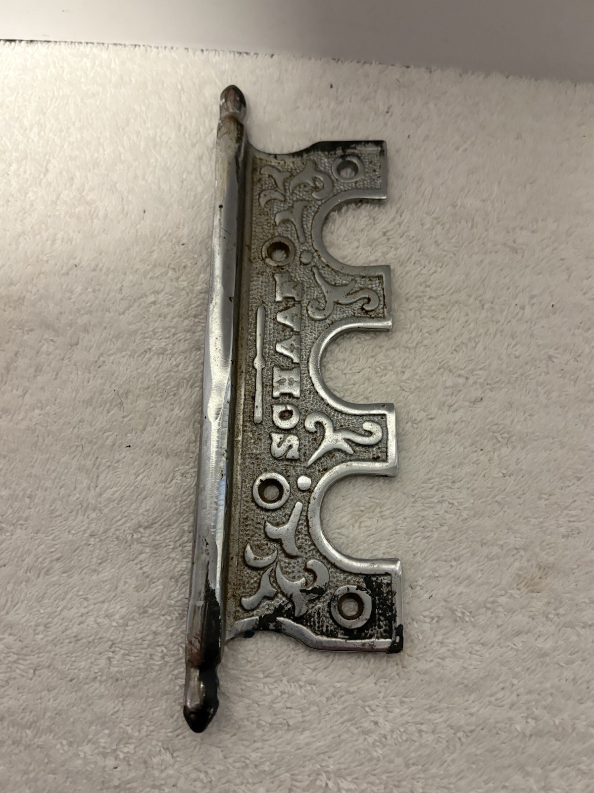 S. O. HAAK Antique Original 1900s Silver Metal Scroll Bail Drawer Pull Rusted