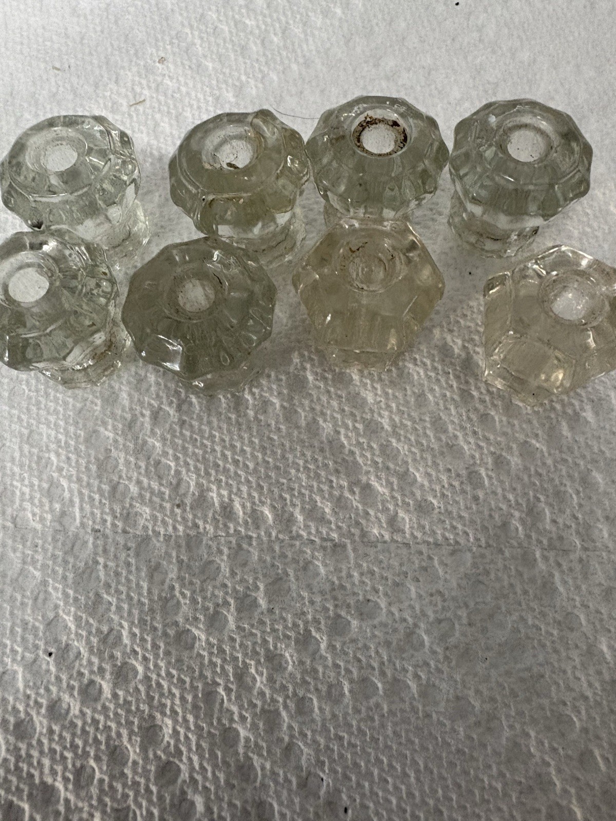 8 VTG Hvy Clear Glass Cabinet Door Drawer Knobs Pulls 2-6 Sided 6-10 Sided 7/8
