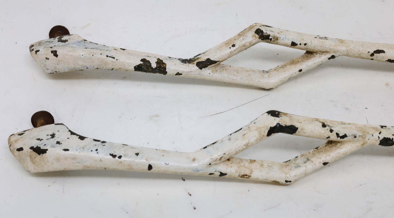 Antique Matching Pair Drawer Pulls Handles 8-1/8″ Long 7-3/8″ CTC Painted Brass