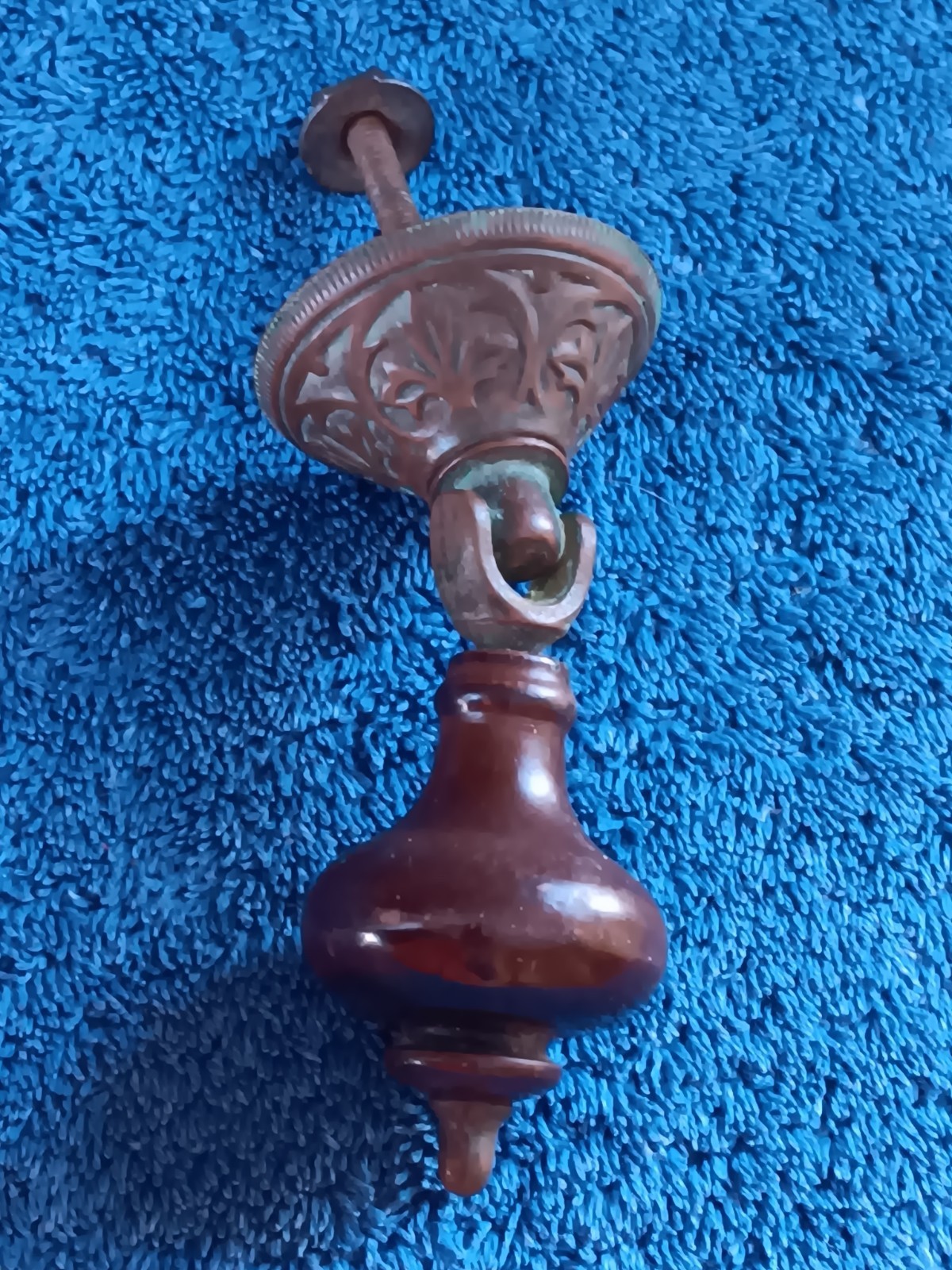 Htf Antique teardrop Estate Single ONE WALNUT? EBONIZED VICTORIAN PULL