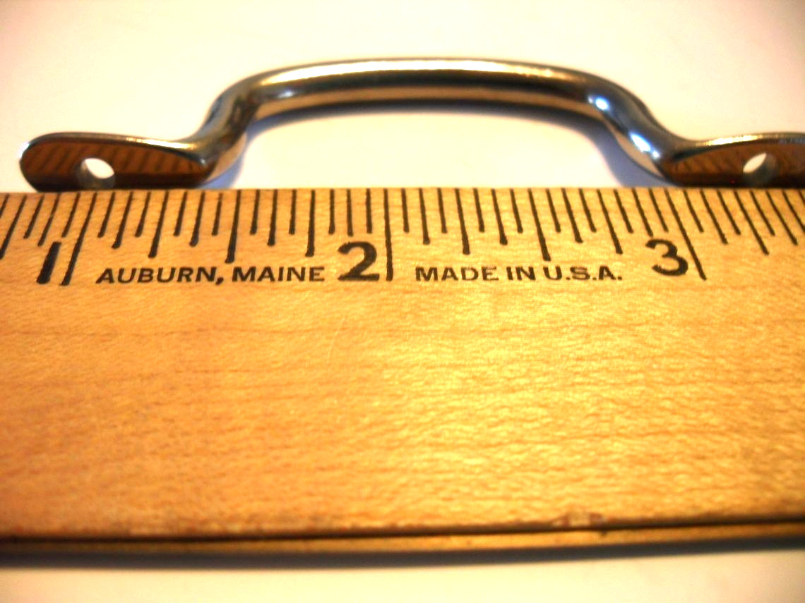 Vintage Nos Small Nickel Bread Board / Drawer Finger Pull Cabinet Door Handle