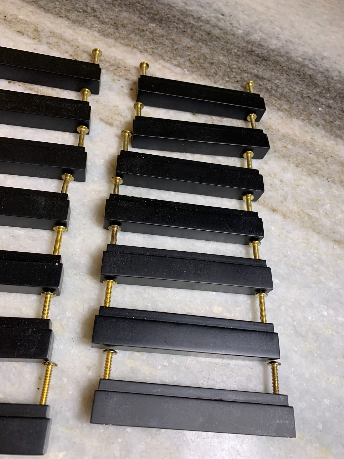 14 Heavy Duty Solid Brass Black Square Rectangle Rectangular Bar Knobs Pulls