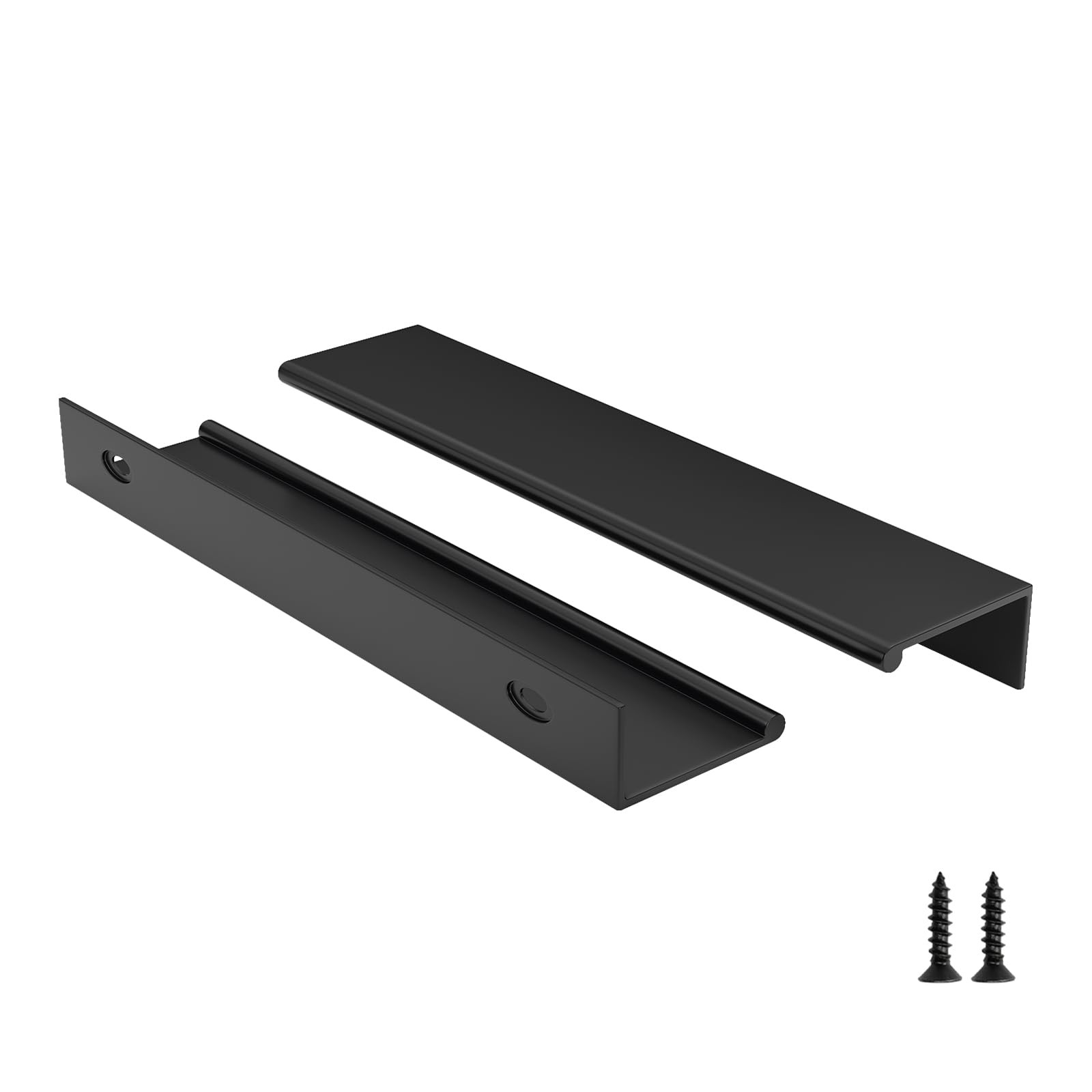 Rergy 10 Pack Black Cabinet Pulls 6-1/4 Inch Edge Finger Pull Aluminum Alloy