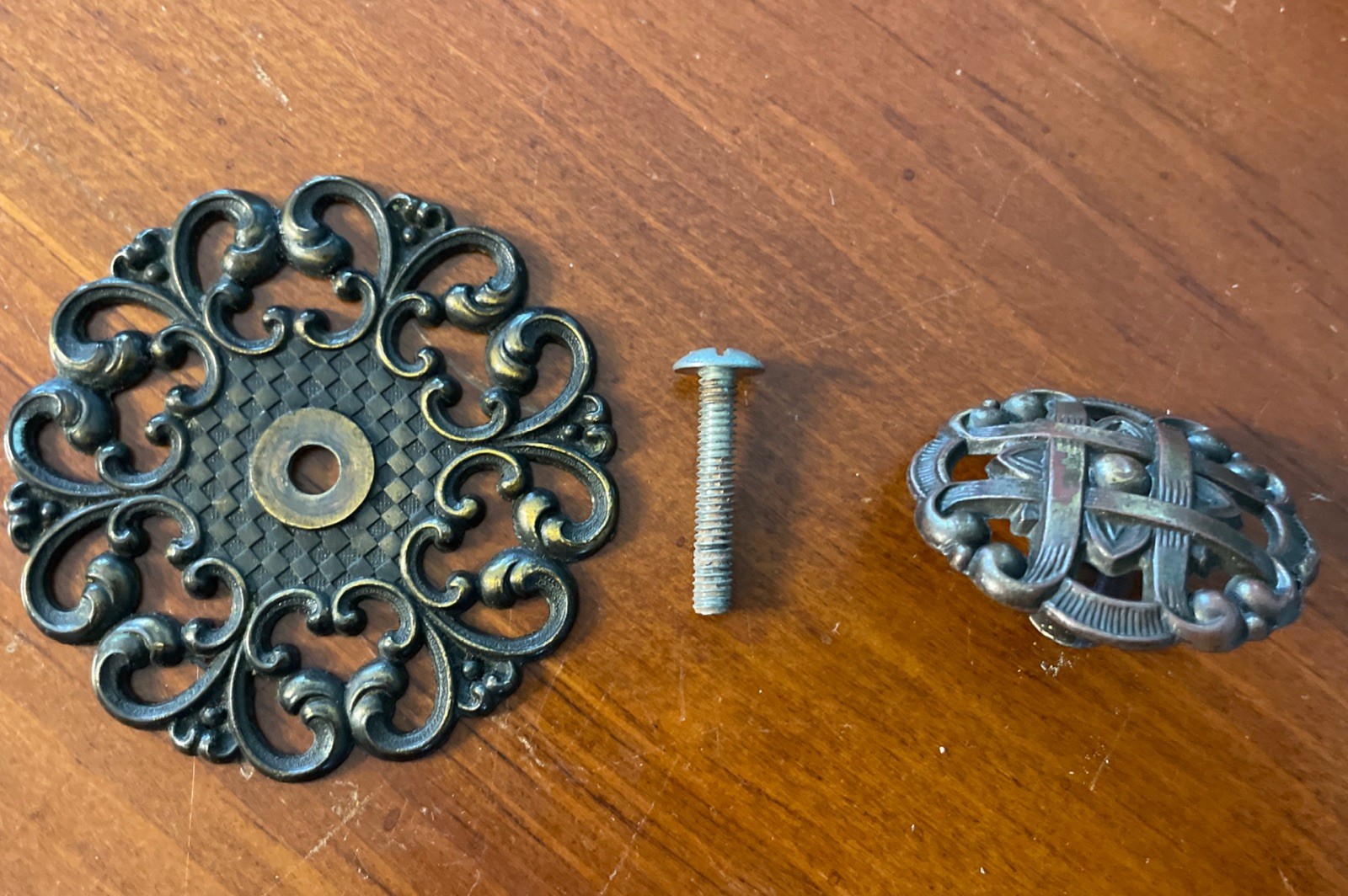 Vintage Allison Drawer Pull Knobs Backplate Ornate Japan Lot of 7 | READ